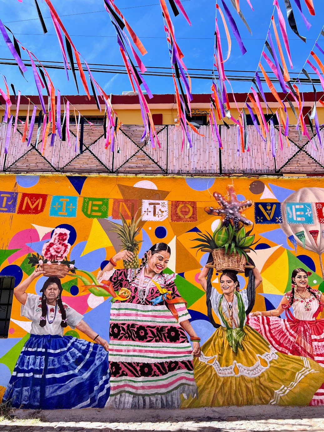 Barrio de Jalatlaco Oaxaca City Mexico top sight mural art