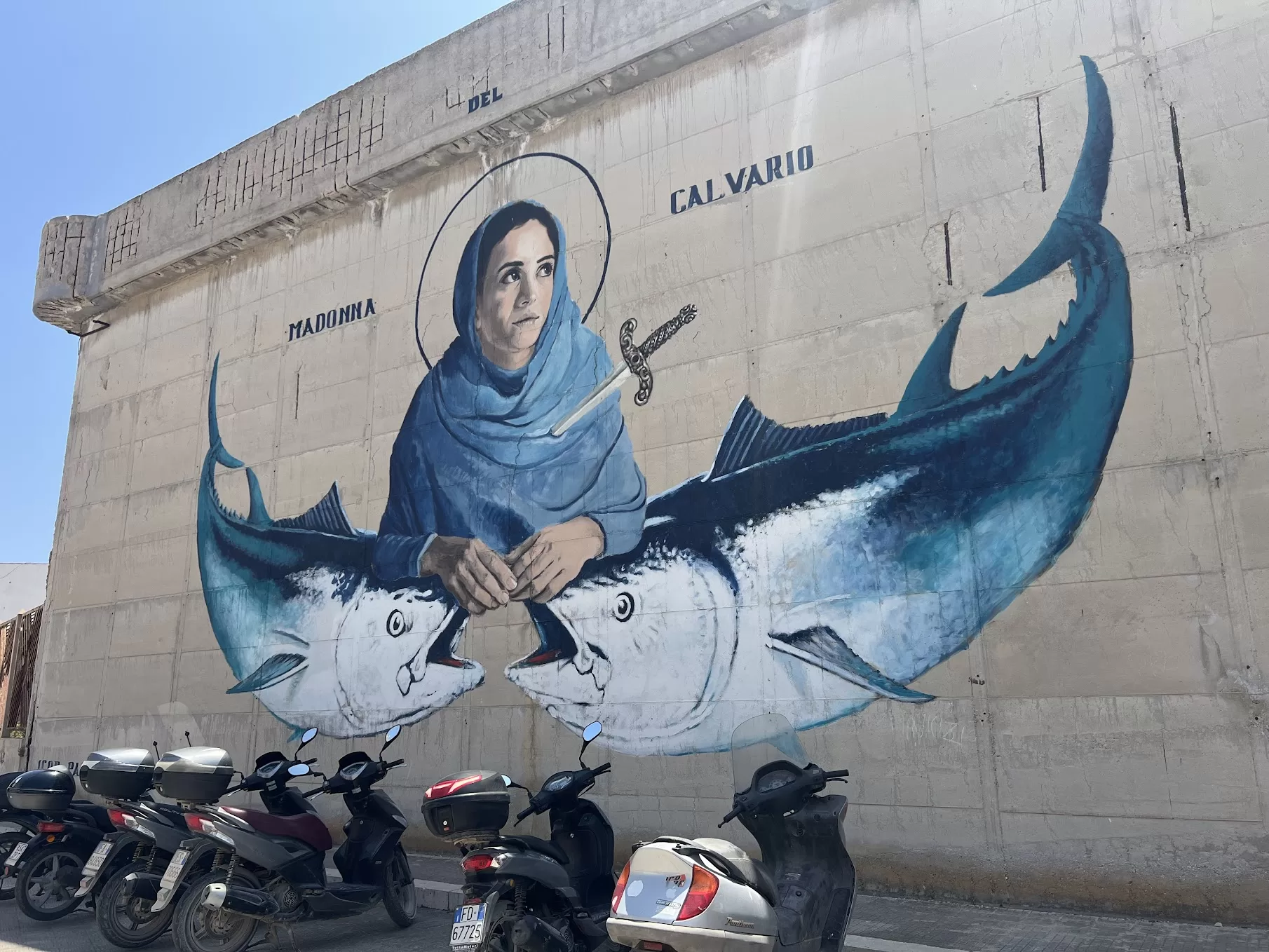 Favignana madonna of the tuna fishermen mural